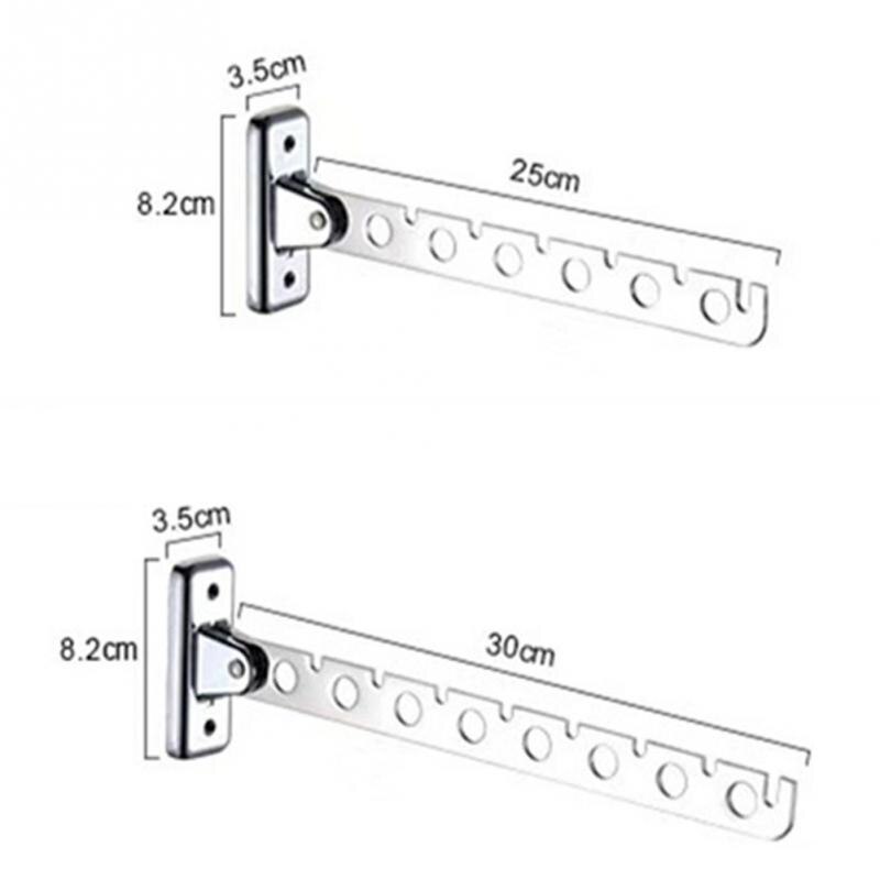 Colgadores de ropa plegables de acero inoxidable para ahorro de espacio con gancho Magic, estante de secado de ropa montado en la pared con 6 /8 agujeros