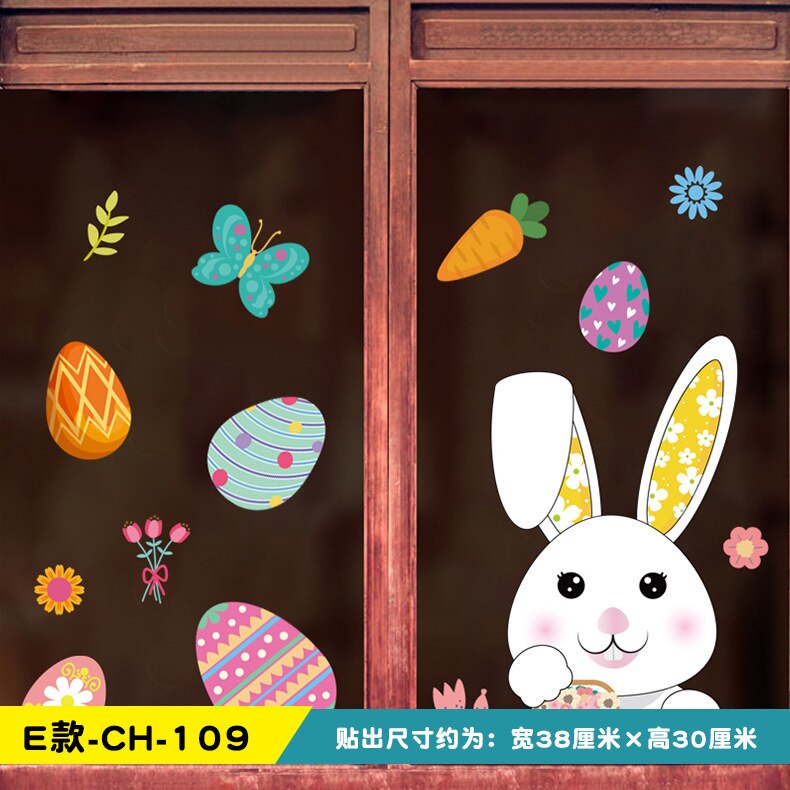 Easter egg decoration wall sticker glass paste mall storefront scene layout window paste poster: e-ch-109