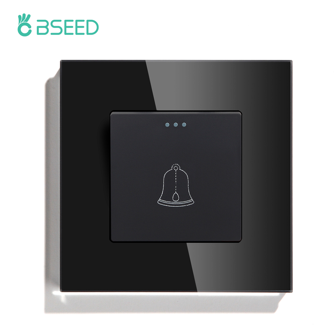 Bseed Eu Standaard Mechanische Knop Schakelaar Deurbel Schakelaar Gehard Galsframe Drukschakelaar Voor Huis Hotel: Black