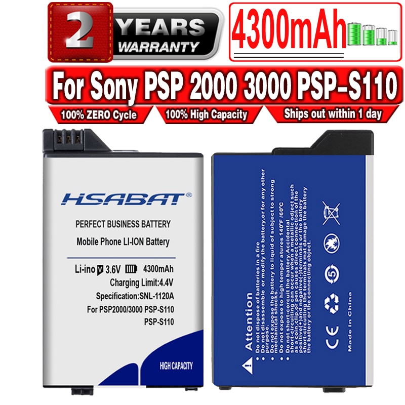 Hsabat 4300Mah Batterij Voor Sony Psp 2000 3000 PSP2000 PSP3000 PSP-S110 Console Gamepad Playstation Portable Controller