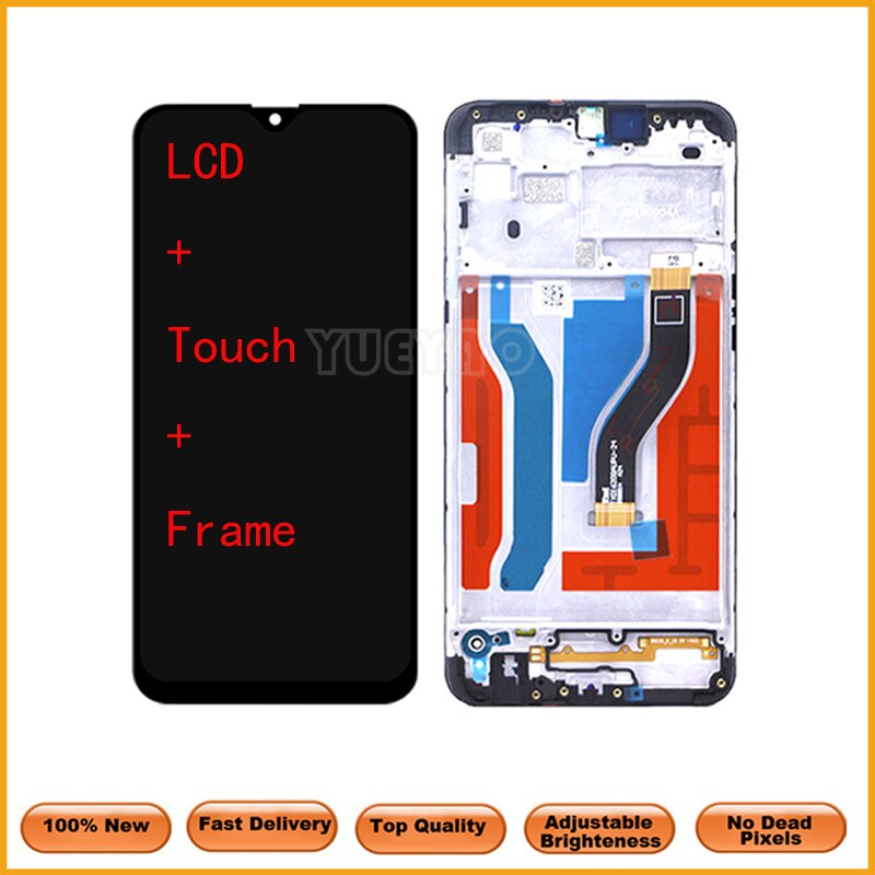 Para samsung a10s display lcd a107f a107f/ds com toque com montagem do quadro peças de reparo substituição: LCDTouchFrame Black