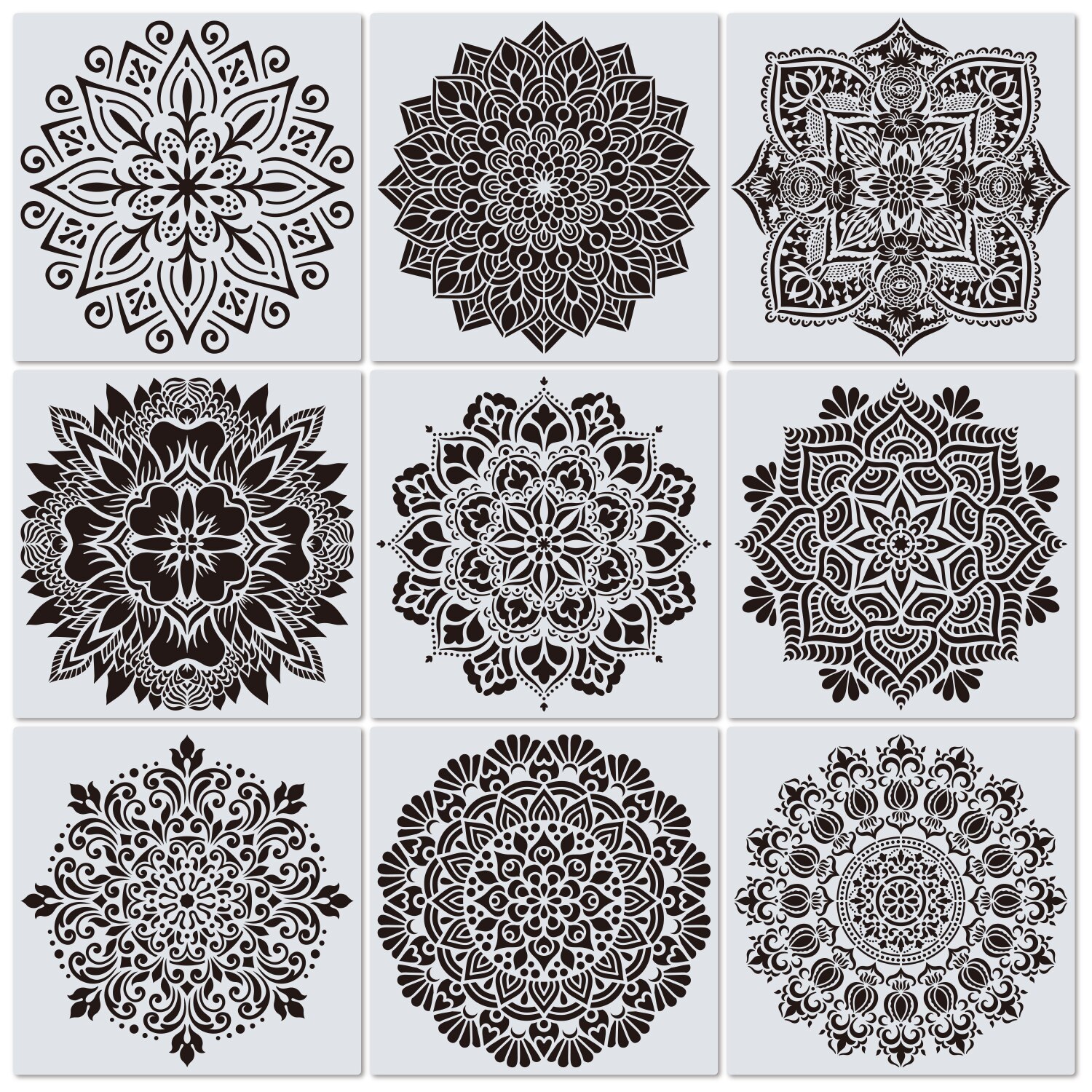 Stor vegg sjablong for maling , 12 tommer stor mandala sjablong for maling