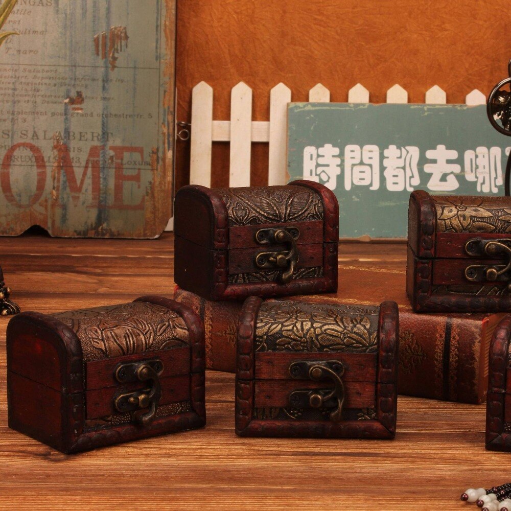 Mini Jewelry Storage Box Imitation of Ancient Handmade European Style Wooden Case Photo Studio Props Photography Background