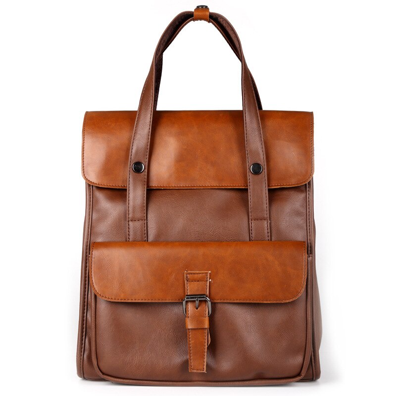 Neue männer Große Kapazität Rucksack jugendlich Schüler Tasche Männer Reise Rucksack Jahrgang Daypack Frauen PU Leder Laptop Taschen Mochila: Braun