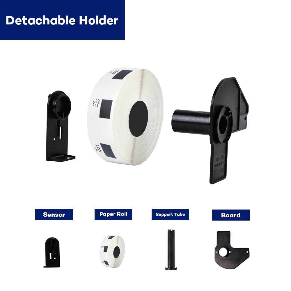 CIDY-rollo de papel térmico troquelado para impresora, rollo de papel térmico troquelado Compatible con máquina de etiquetas Brother DK11221 DK-11221 DK221, para DK-1221 DK 11221, 23x23mm, 1 unidad