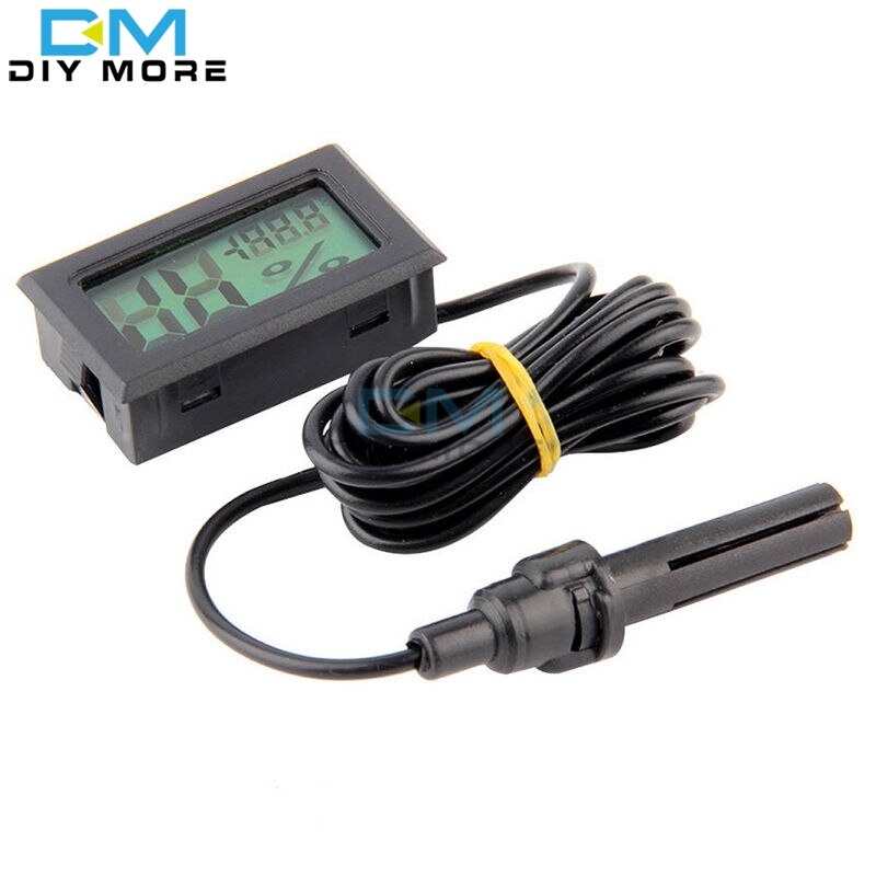 Mini Probe Digital LCD Thermometer Hygrometer Humidity Temperature Meter Indoor Digital LCD Display White Black: Black