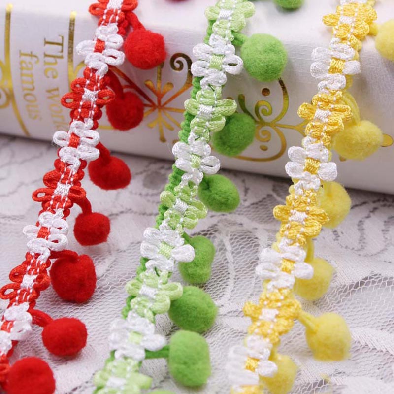 10 meter/lot driehoekige bal top kant lint kwast katoenen kwastjes franjes voor het naaien van beddengoed kleding gordijn decoratie
