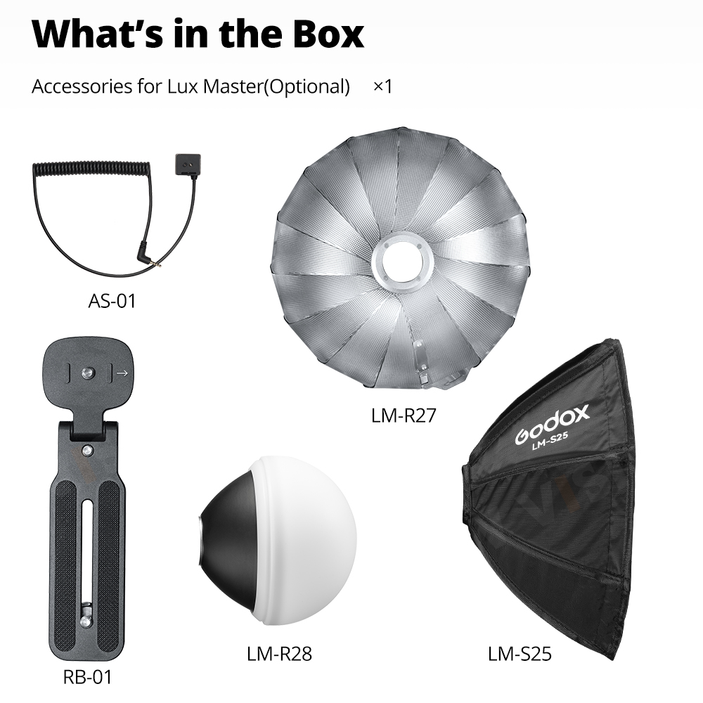 Godox Lux Master Accessories LM-S25 Octagonal Softbox LM-R27 Fan Type Reflector LM-R28 Reflector with Dome for Lux Master Flash