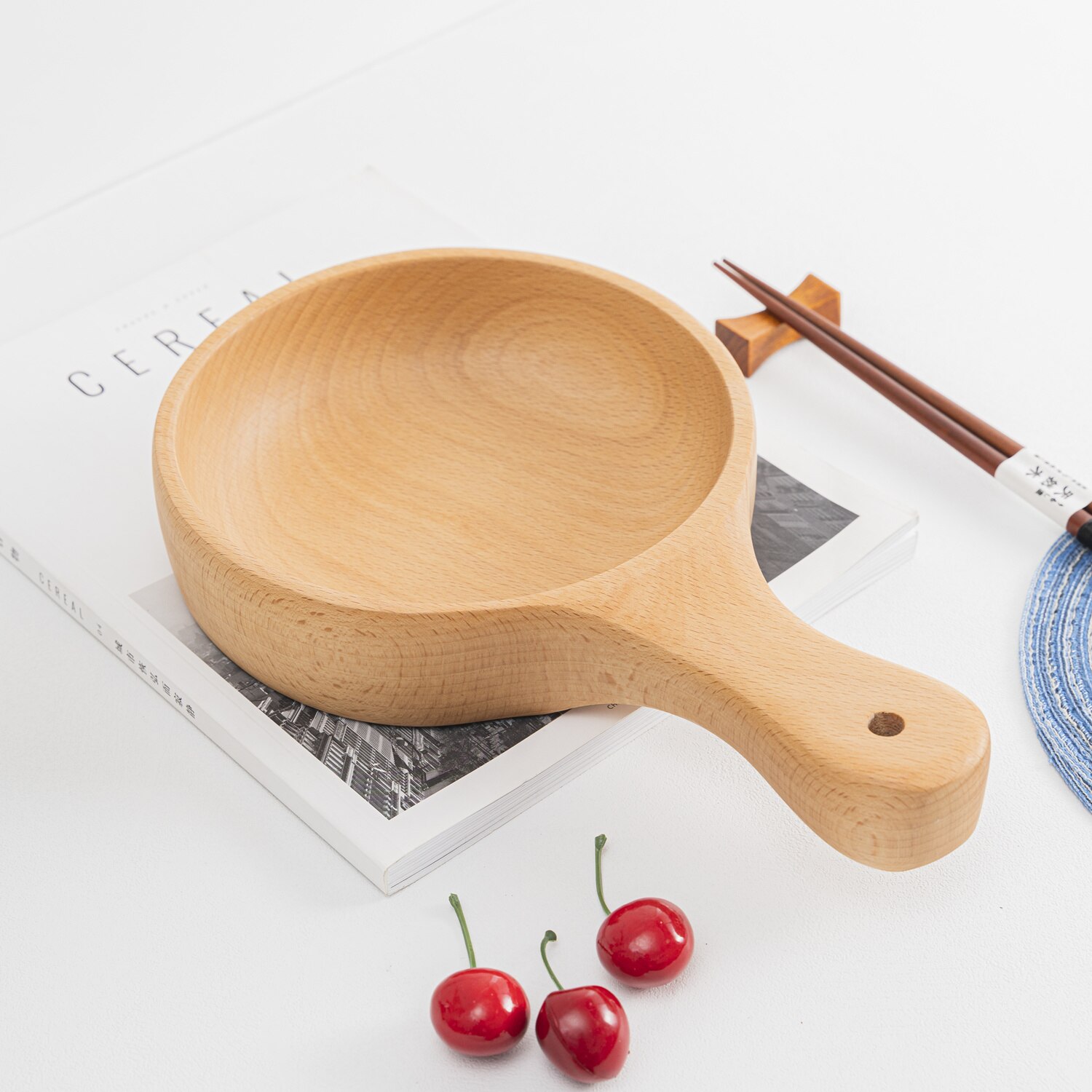 Hemu Life Natural Wood Japanese Style Kitchen Accessories Simplicity Handle Bowl Water Scoop High Temperature Resistance