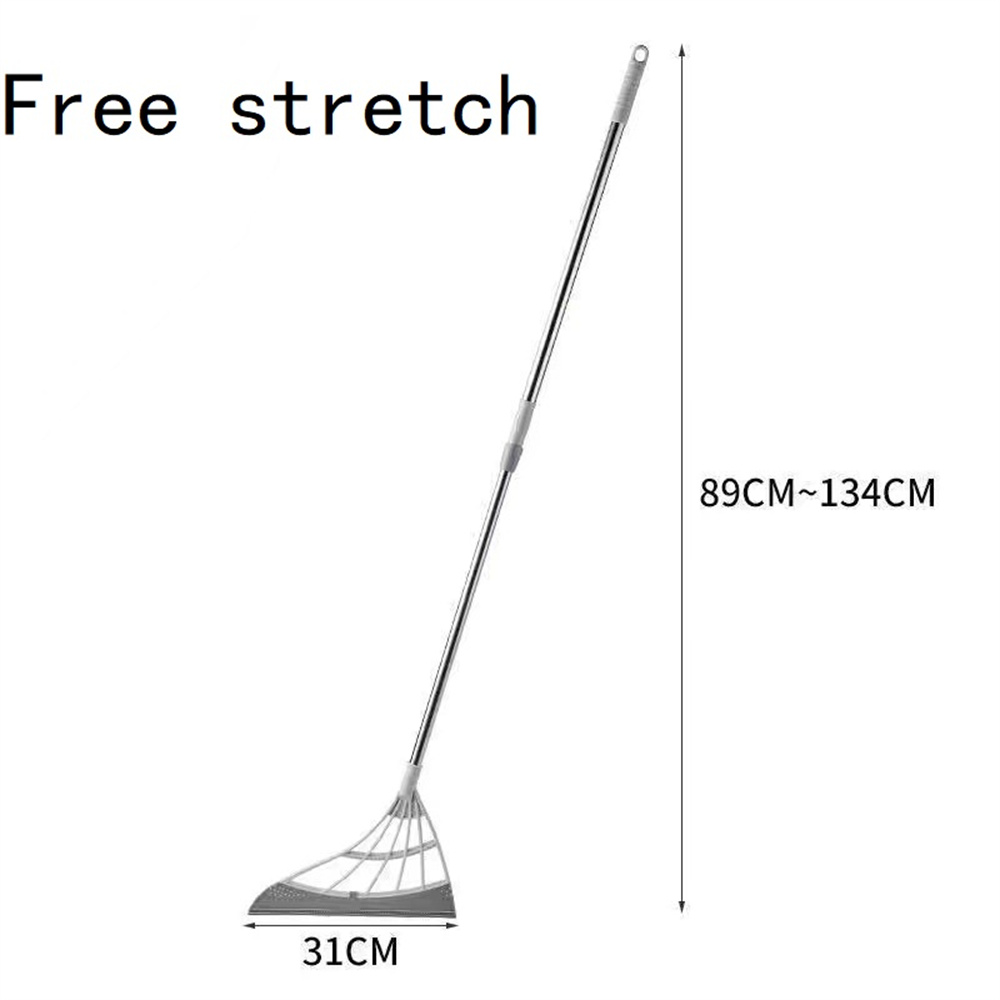 Multifunctional Hand Push Sweeper Magic Broom Floor Wiper Squeegee for Floor Cleaning Rubber Broom Floor Squeegee Sweeping Brush: Grey