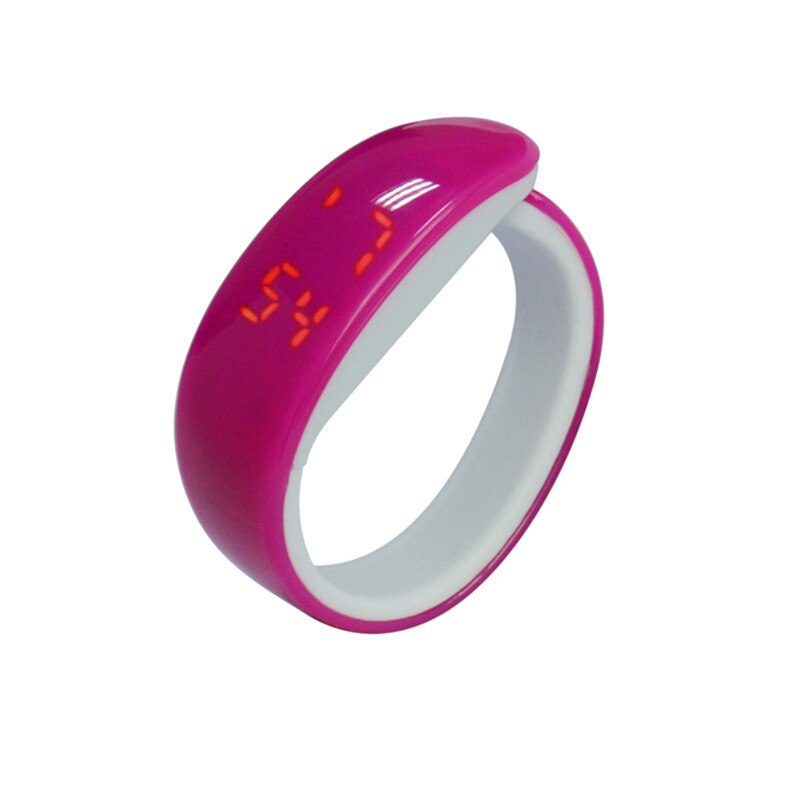Women Men Sport Date Waterproof Wristband LED Plating Bracelet Digital Wrist Watch: Pink