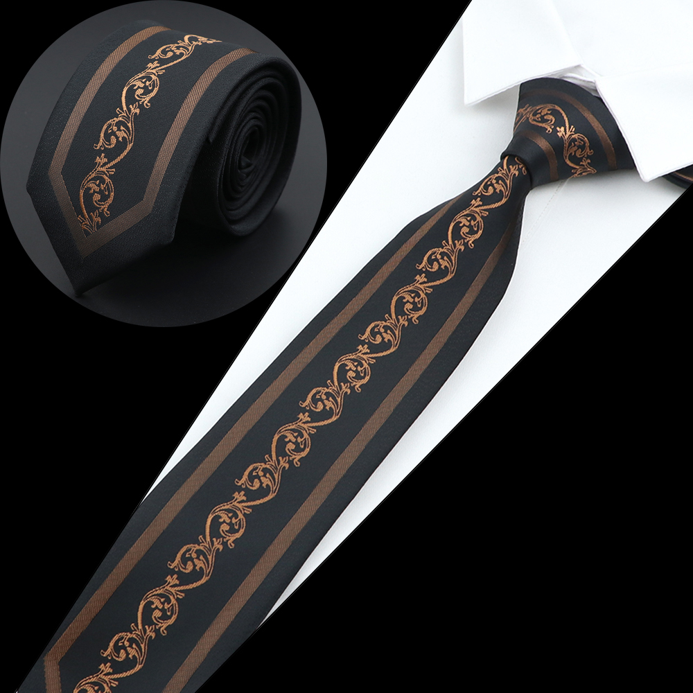 Nuova cravatta di lusso moda uomo cravatta in tessuto jacquard magro sottile 6 cm rosso marrone floreale cravatta festa banchetto camicia accessorio regalo