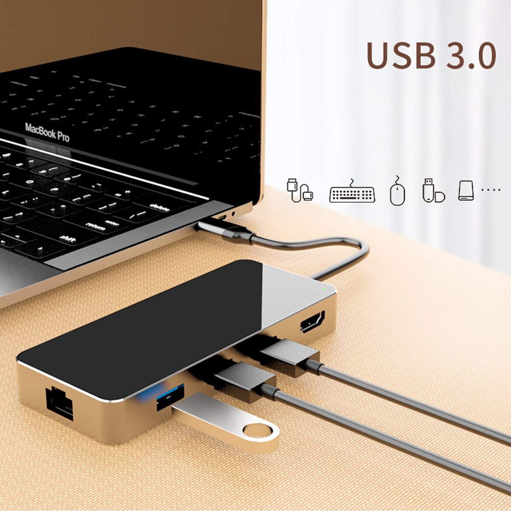 9in1 USB Type C Hub Adapter For Samsung LG Google Macbook Ethernet ,4K HDMI,VGA,USB 3.0 Ports,TF SD Card Reader,PD Fast Charger
