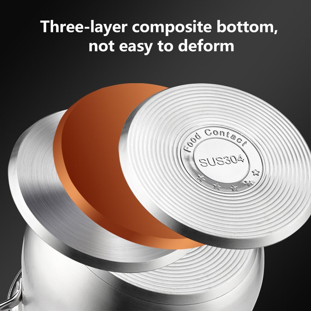 304 Food-grade Stainless Steel Cookware Kitchen Stainless Steel Cooking Pot For Induction Safe With Glass Lid