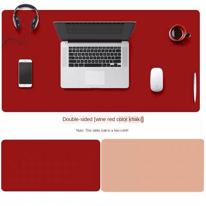 Mouse pad double-sided leather mouse pad: Wine red orange