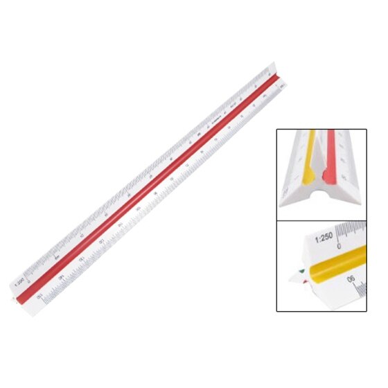 Plastic Red Yellow Green Triangular Scale Ruler 1:100 /200/250 /300 /400