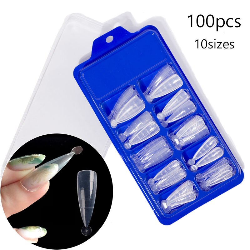 120/100Pcs Nail Forms Tips Voor Quick Building Uv Extension Gel Mold Nail System Tips Nagel Tips bovenste Formulieren Voor Nagels: Blue box 100PCS A