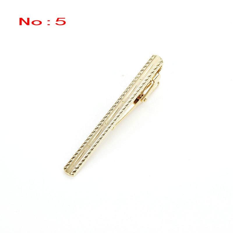 Brand Men's Tie Clip Classic Simple Style Pin Clasp Gold Color Male Business Wedding Necktie Clip Clasp Metal Men Jewelry: 5