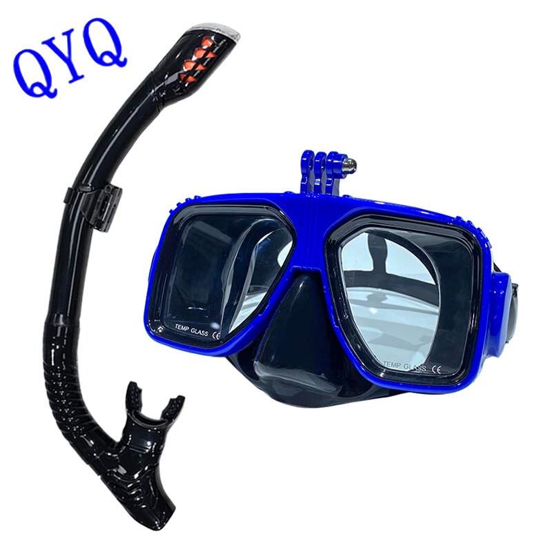 Professionele Duikbril Camera Duiken Maskers Zwembril Snorkel Duikuitrusting Camera Houder Fsports Camera &#39;S: Blue-black