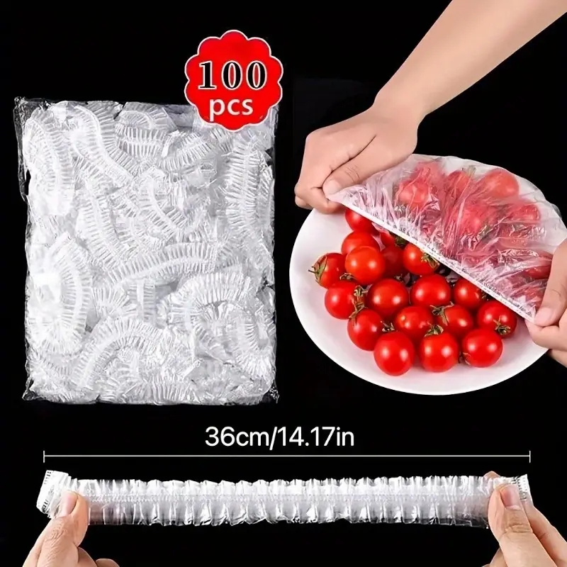 Cubierta desechable reutilizable para alimentos, envoltura de plástico, tapas elásticas duraderas para alimentos para tazones, cubiertas de platos elásticos para cocina, bolsa de ahorro de alimentos