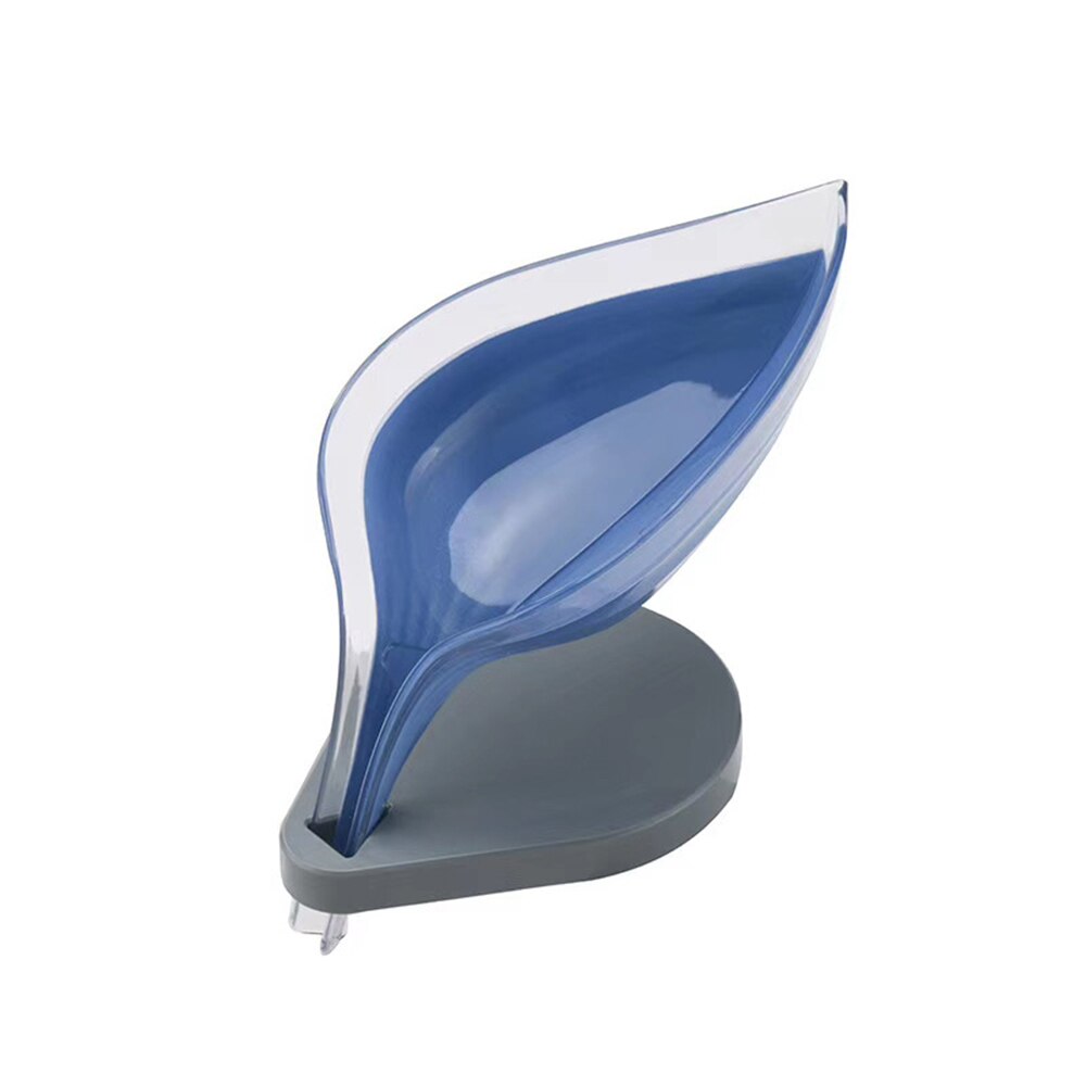 Zeepbakje in bladvorm, zeephouder voor in de badkamer, opbergdoos, bord, schaal, zeephouder, etui, badkamerbenodigdheden, gadgets, afdruiprek, zeepbasis: Donkerblauw