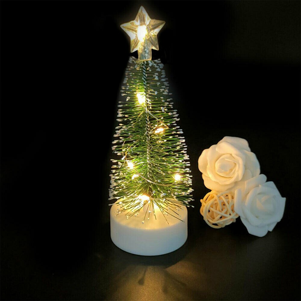 3pcs Mini Cedar Christmas Tree With LED Lights Small Pine Tree Table Desk Xmas Decoration Year