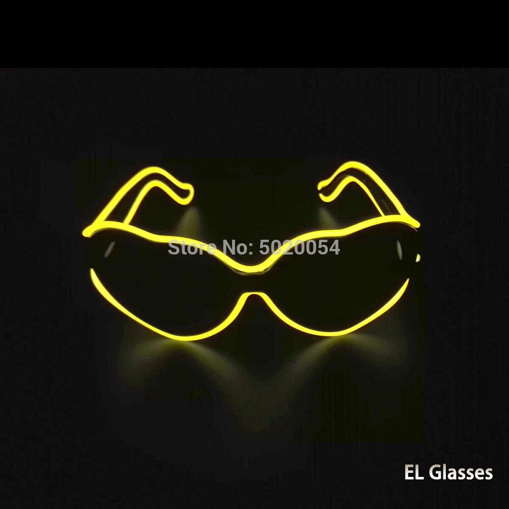 Gzyuchao  el 10 farver steady on el hjerte form briller blinkende belysning neon briller halloween nat glød solbriller