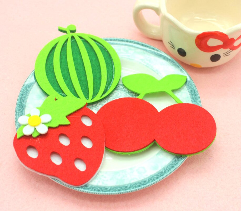 3pcs Furit Mixed Felt Craft Non Woven Patch Applique DIY Felt Pad Kindergarten Decoration Wall Sticker