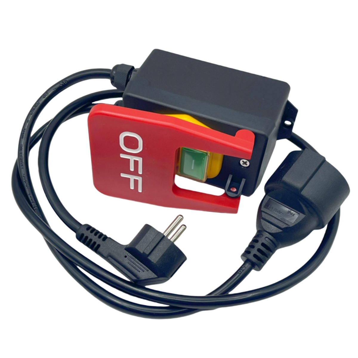 220v enfas på/av-brytare, säkerhetsbrytare, nollspänningsbrytare med uttag, nödstoppbrytare eu-kontakt