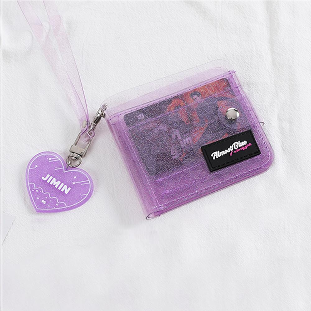 Cute Women Transparent PVC Clear Short Purse Pocket Girl Mini Glitter Halter Fold Wallet Card Holder ID Card Bag