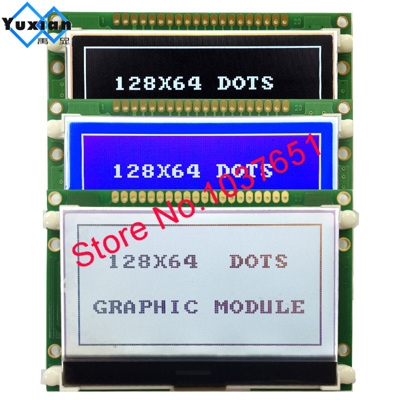 lcd module 12864 cog Graphic display 72x39mm ST7565P parallel serial SPI 3.3V 5v blue white and black touch screen LG12864U