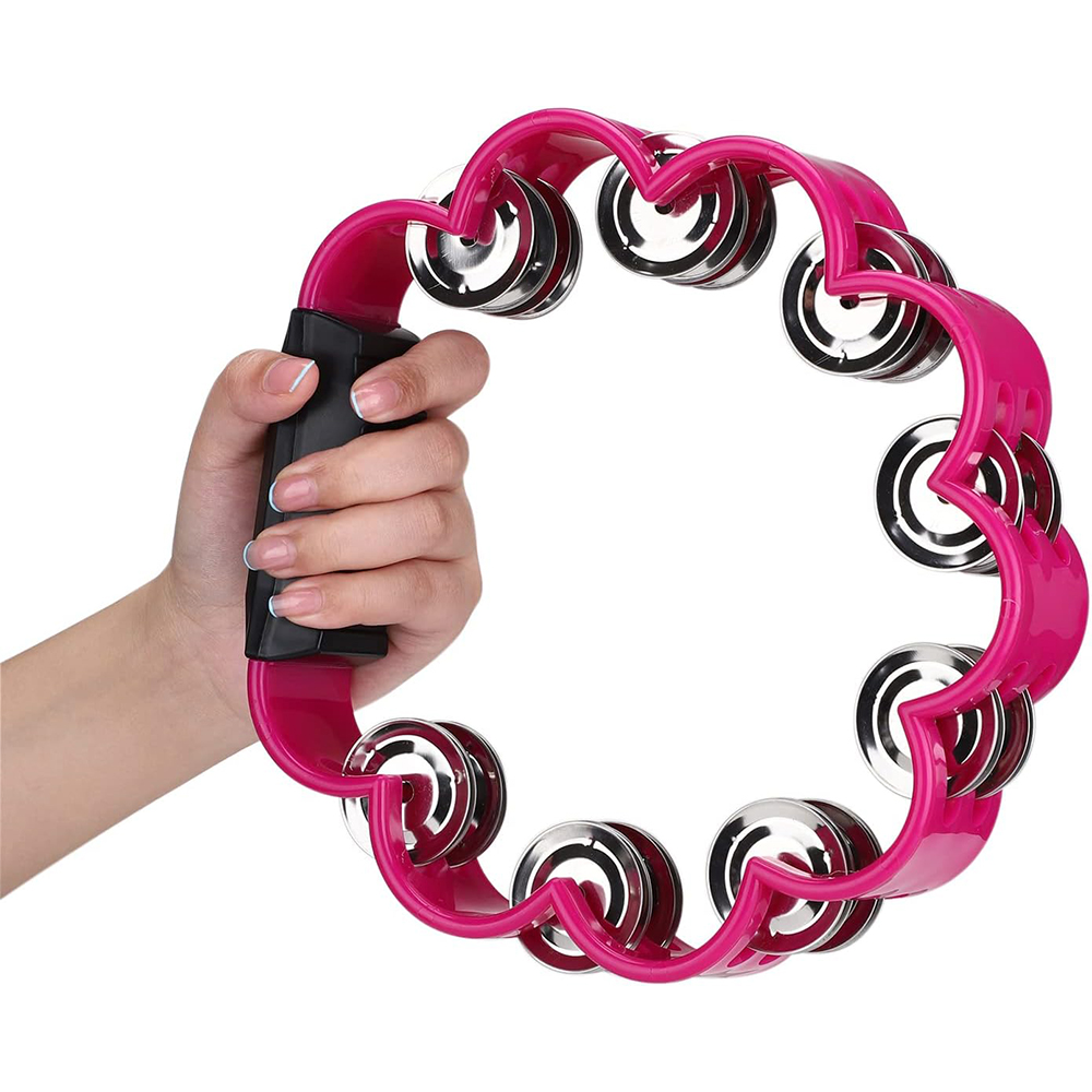 Petal Shaped Tambourine Plastic Percussion Tambourine Music Hand Bells for Musical Rhythm Instrument for Adults School Family Pa: Orange
