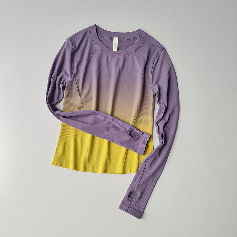 Allmähliches Schlankheits-Sport-T-Shirt, Fitness-Anzug für Damen, eng anliegend, schnell trocknend, oben, Yoga-Anzug, Ausbildung, schmale Passform, lange Ärmel: M / Braun