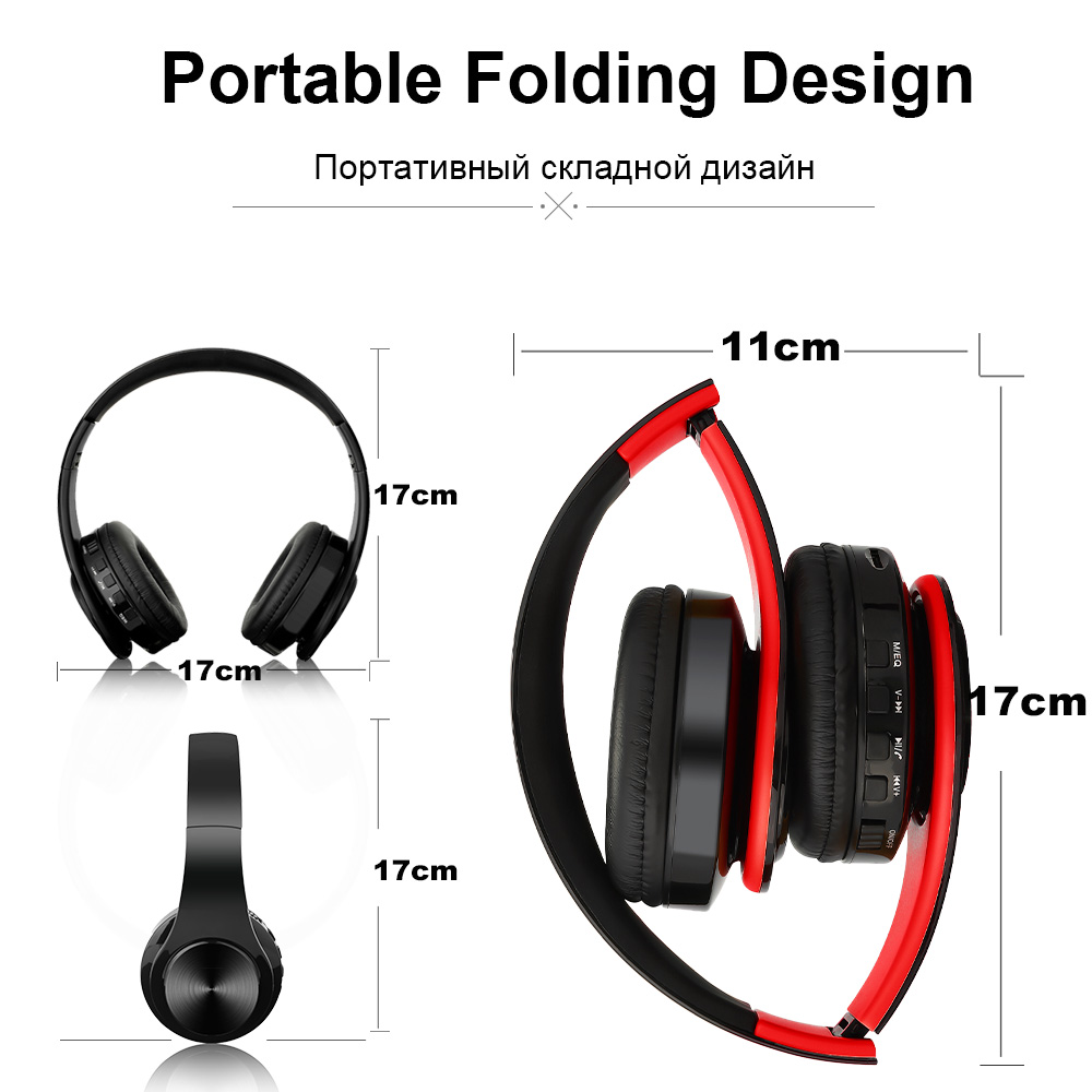 TOMKAS Bluetooth écouteur casque sans fil stéréo écouteurs pliable casques écouteurs réglables avec micro/carte TF pour ordinateur