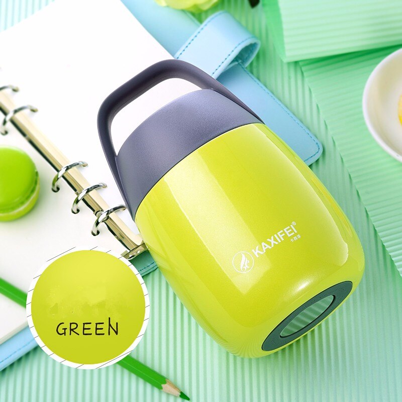 Nueva taza térmica de acero inoxidable para comida con recipientes, caja térmica aislante para almuerzo, recipiente para sopa, termo de acero al vacío: Verde claro