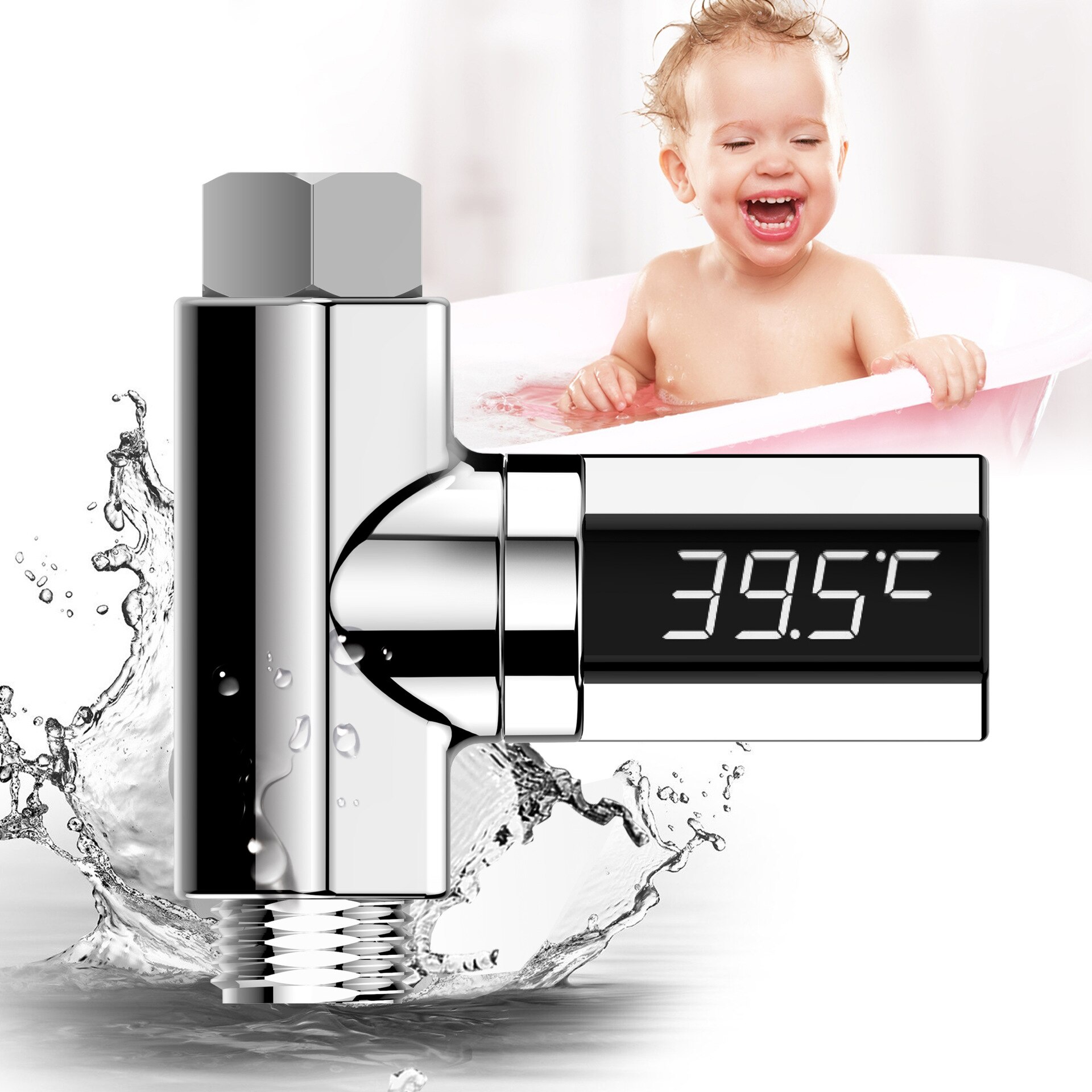 Baby Bad Led Display Celsius Water Temperatuur Meter Monitor Elektriciteit Douche Thermometer 360 Graden Rotatie