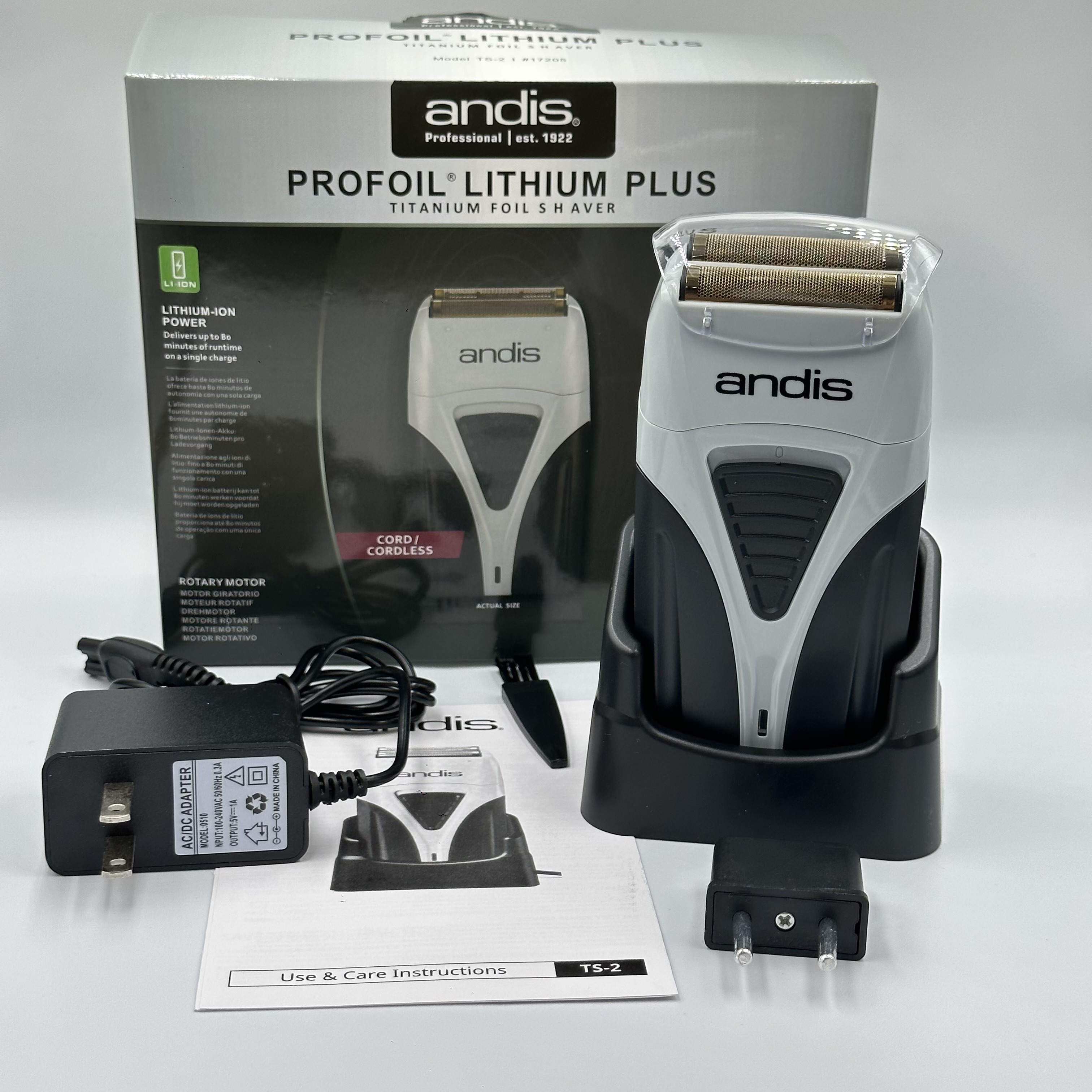 Andy profoil lítio plus 17205 barbeiro limpeza de cabelo barbeador elétrico para homens navalha 17225 máquina de cortar cabelo careca suprimentos: Preto