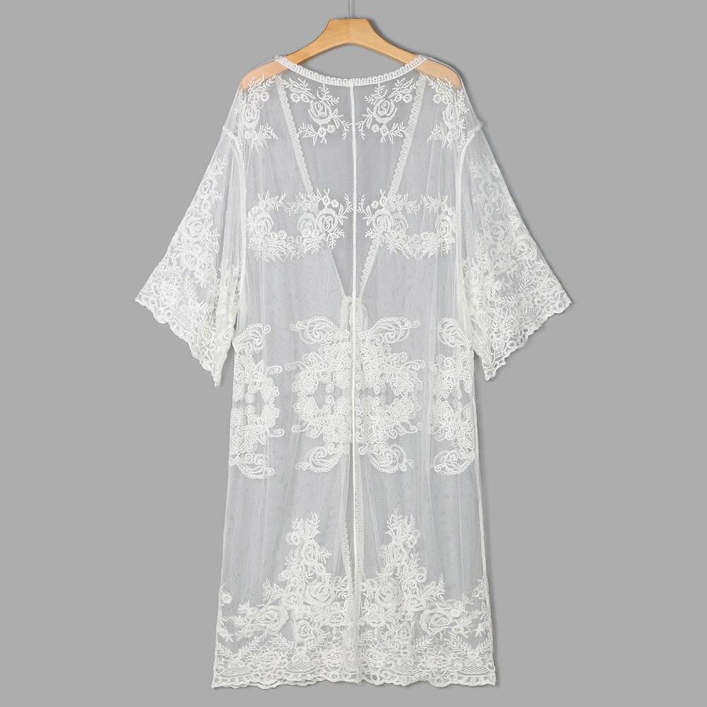 Kesänaiset pitsi boheemi ranta pitkä ylisuuri kimono pitkähihainen pitsi ontto neuletakki puserotakki