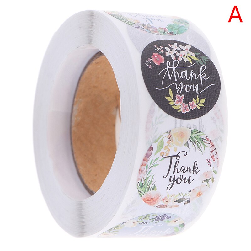 Colorful Thank You Pictures Stickers Seal Labels with Flower Round Envelopes Seal Stickers Office School Accessories: A