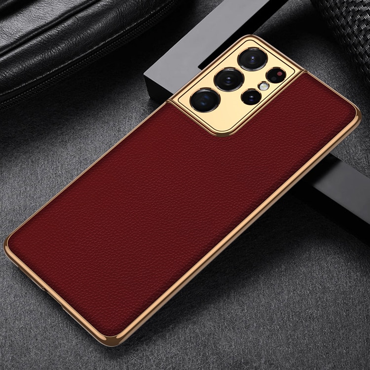 Luxury Plating Leather Texture Case for Samsung Galaxy S21 Ultra S21 Plus 5G Cover Hard Protective Phone Case Anti-Konck Coques: For S21 5G / 1