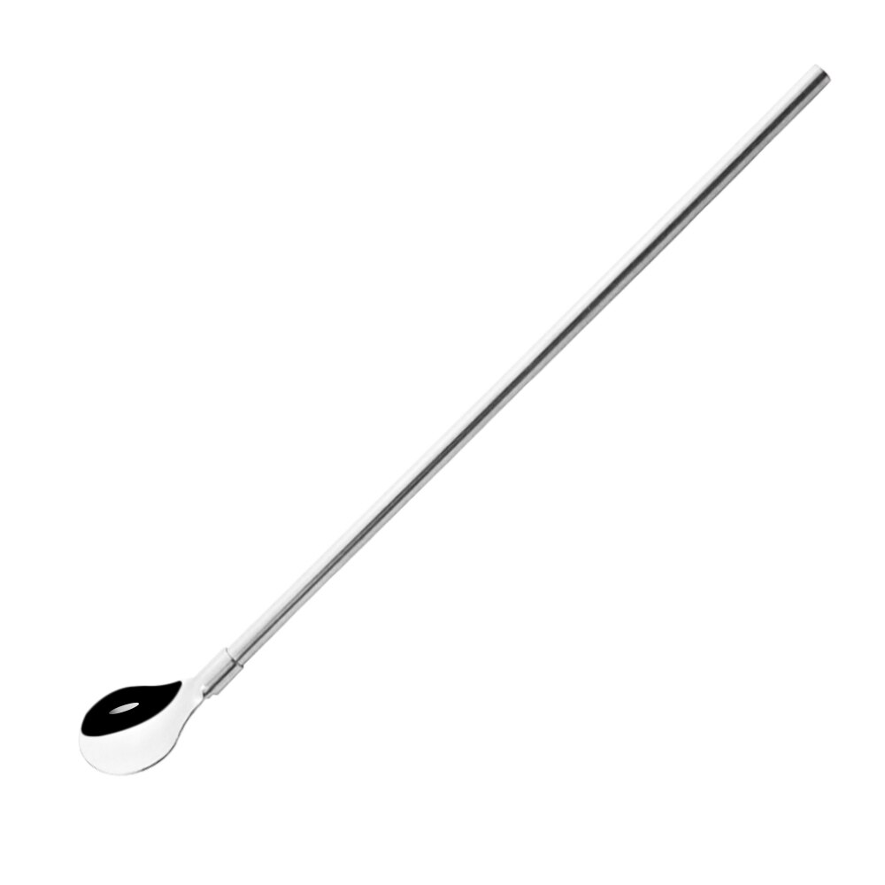 2Pcs Colorful Cocktail Stirring Spoon 18/10 Stainless Steel Metal Straws Reusable Drinking Straw Spoon Bar Coffee Stirring Tools: 2Pcs Silver
