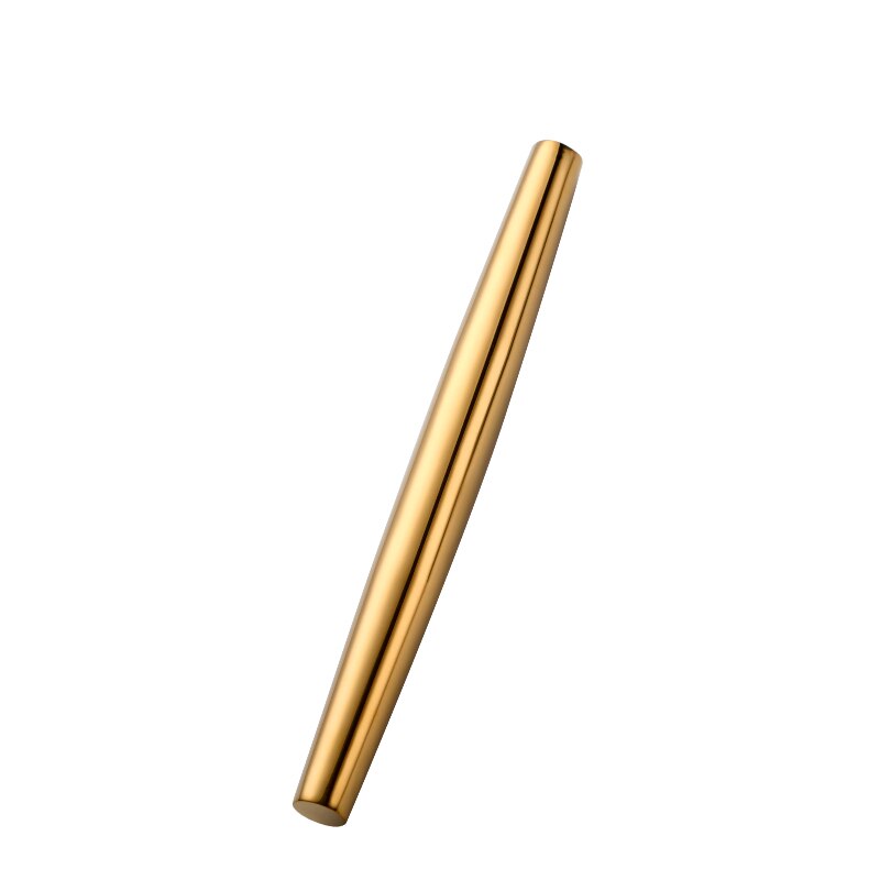 1Pc Stainless Steel Rolling Pin Kitchen Utensils Dough Roller Bake Pizza Noodles Cookie Dumplings Making Non-stick Baking Tool: Gold-1pc