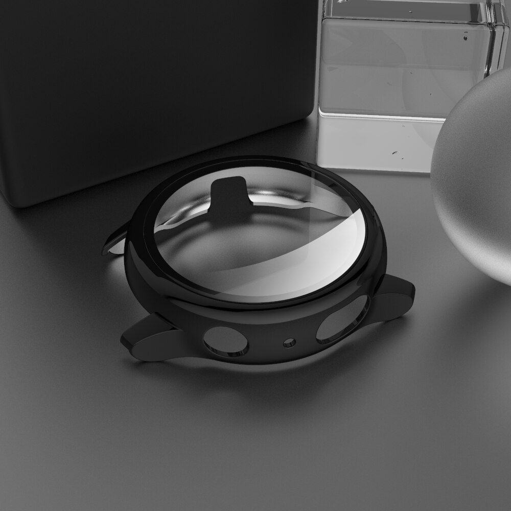 Filmfodral för samsung galaxy watch active 2 40mm 44mm plätering täcka tillbehör aktiv 2 40 44 härdat glas skärmskydd: Svart / Aktiv 2 44mm