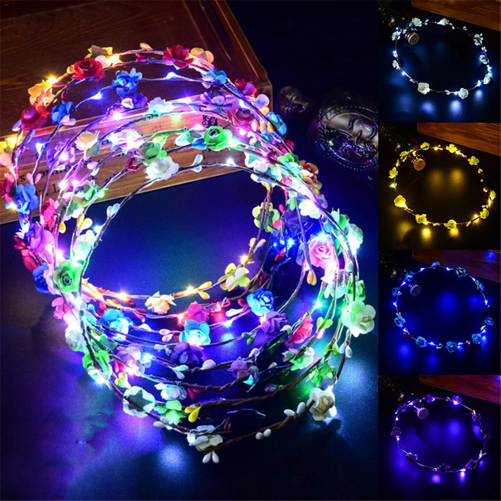 Glowing LED Light Wreath Flower Photo Props garland Hairwear for Children Girls Hair Accessories Luminous Toys