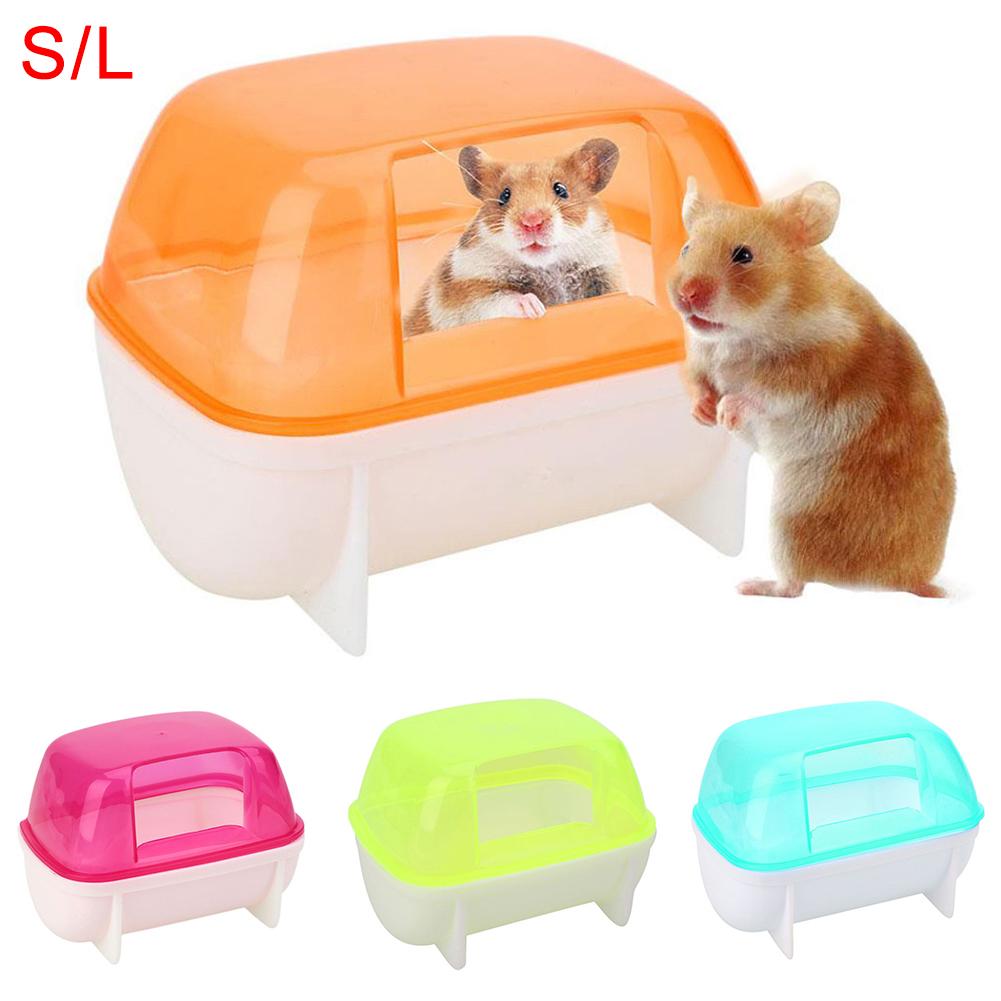 Klein Huisdier Hamster Plastic Stofdicht Badkamer Sauna Wc Bad Douche Nest Muis Rusten Huis S/L Willekeurige Kleur