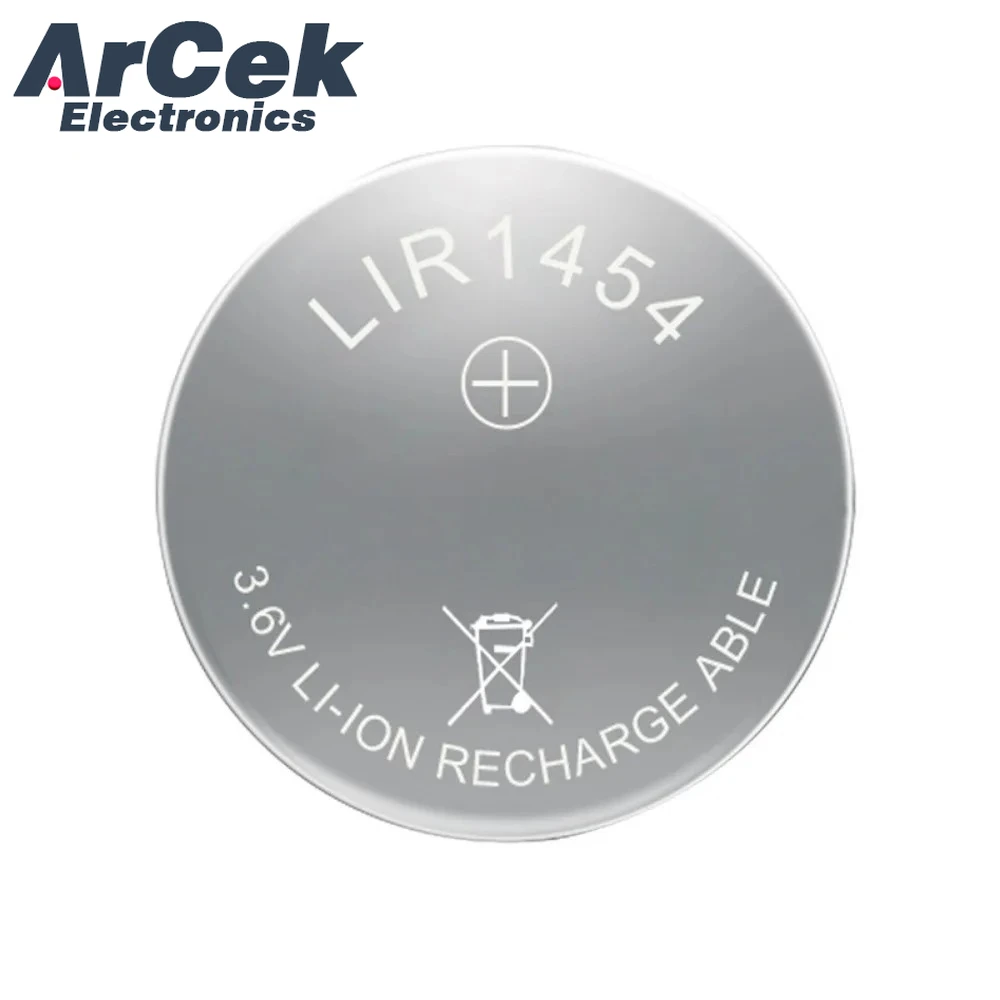 2 Stück LIR1454 wiederaufladbare Knopfbatterie 3,6 V 90 mAh Lithiumbatterien LIR 1454 ersetzt CR1454 ICR1454S für Headset-Kopfhörer