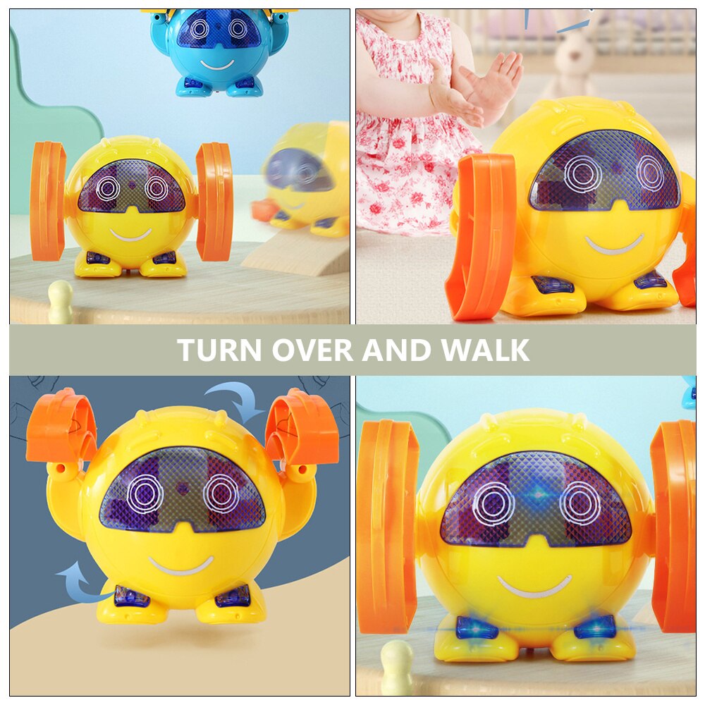 1PC Tumbling Robot Sound Control LED Light Music Electric Adorable Interactive Toy Stunt Robot Tumbling Robot for Toddler