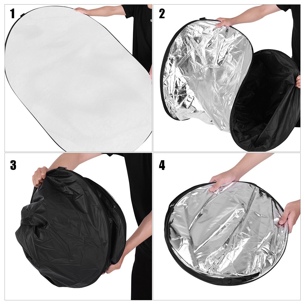 100*150cm/39 * 59 inch Video Photography Light Reflector 5-in-1 Collapsible Multi-Disc for Studio Outdoor with Carry Bag