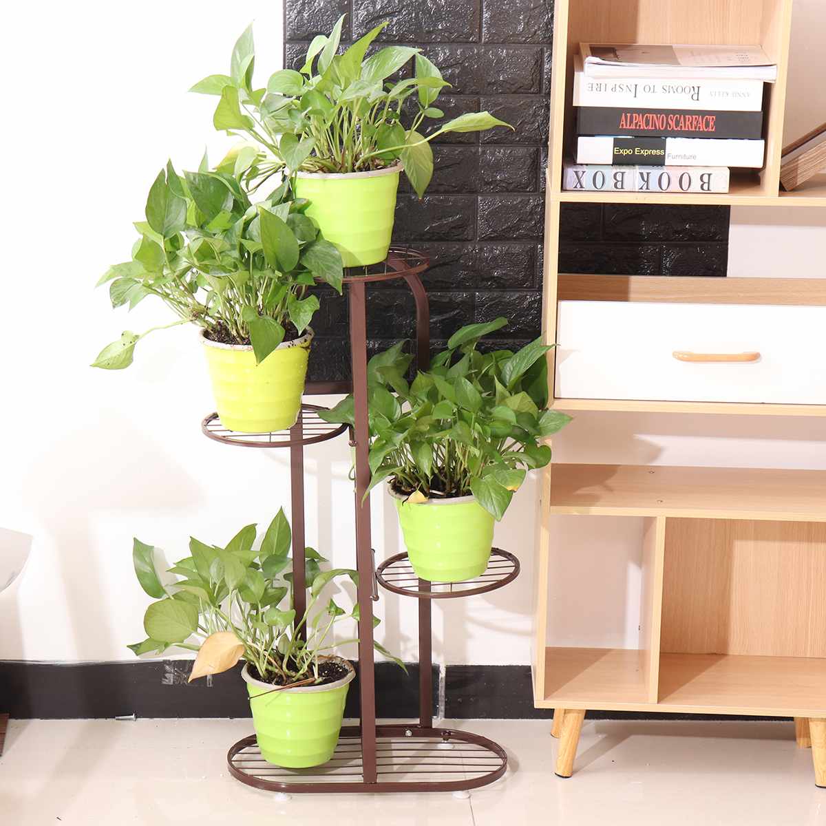 Metal 4 Layers Flower Stand Pots Holder Plants Shelves Display Rack Garden Home Decor Indoor Outdoor Planter Display Organizer