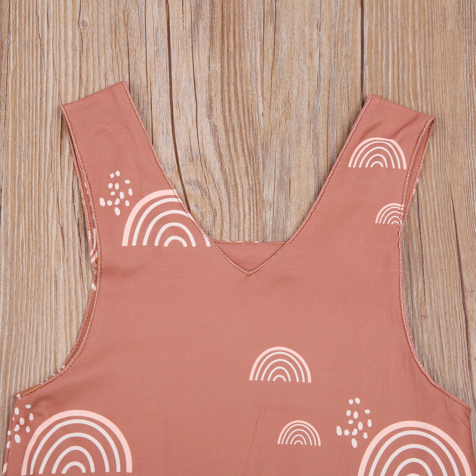 FOCUSNORM 0-18M Infant Baby Girls Boys Rompers Rainbow Print Sleeveless Square Collar Jumpsuit with Buttons